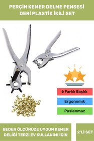 Resim Thriftbuds Premium 6 Farklı Başlık Uçlu Delgeç Pratik Kemer Perçin Delme Pensesi İkili Set Plastik Deri Delici 