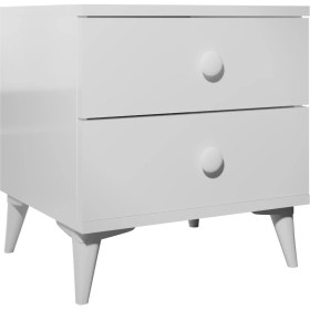 Resim Kzn Home Fındık 2 Çekmeceli Beyaz Komodin - Tamamı 1. Kalite Mdflam 