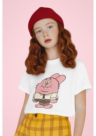 Resim Sevbano Unisex Richard Watterson Baskılı Gumball Çizgi Film Çocuk Tişört Beyaz 