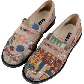 Resim Dogo Kadın Vegan Deri Krem Loafer - Anatolian Patterns Tasarım 