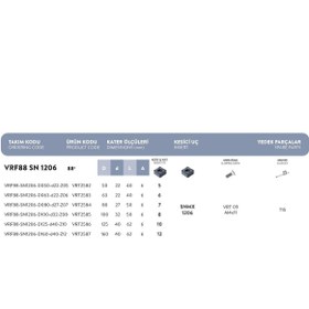 Resim Fett VRF88 - SN1206 - D080 - D27 - Z06 Vorgen Freze Takımı 