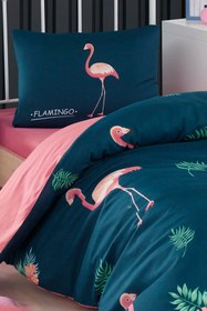 Resim Çocuk Nevresim Takımı Tek Kişilik Big Flamingo Lacivert 