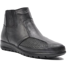 Resim Pepita 7690 Doğal Doğal Deri Anatomic Kadın Bot Sıyah Siyah 