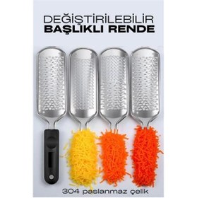 Resim Melek Moda Profesyonel Çelik El Rendesi 3 Değiştirilebilir Başlıklı 