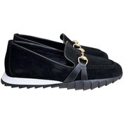 Resim Siyah Hakiki Deri Süet Toka Detay Comfort Taban Spor Loafer Siyah 