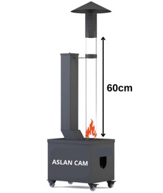 Resim ASLAN CAM Füze Pelet Soba Camı Borusu 60cm 