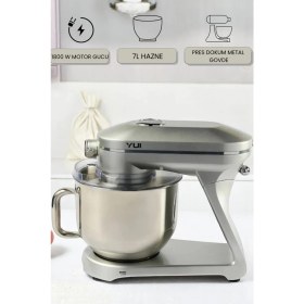 Resim Özbience 1800W Güçlü Döküm Metal Stand Mikser, Şık Gümüş Renk 