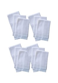 Resim 12 Li El Cep Yaka Kumaş Mendil 36x36 Cm 100 Pamuklu Tm Beyaz Renkli 