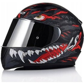 Resim Ls2 Rapıd 2 Kaıju Mat Siyah-kırmızı Fullface Motosiklet Kaskı Gri Camlı Sıyah-Kırmızı 