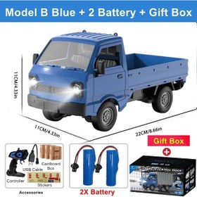 Resim 1:16 Uzaktan Kumanda Araba Simülasyon Drift Tırmanma Rc Kamyon Led Küçük Kargo Kf21b Blue 2b Box Mavi 