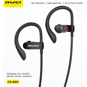Resim 2Guoyang Siyah Awei ES-160I 3.5mm Kablolu Stereo Kulaklık Kulak Kancası Kulak Müzik Spor Mikrofonlu Kulaklık Cep Telefonu/dizüstü Bilgisayar Kulakiçi (Yurt Dışından) 