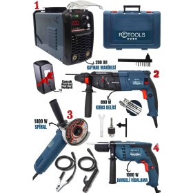 Resim Retools Elektrikli 4'lü Set (3'lü Set Elektrikli + Kaynak Mak.) 