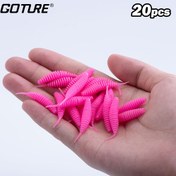 Resim Goture 20 adet Yumuşak Balık Kurdu Yemi, Karışık Renkli PVC Karık & Bass Yem, 3.56cm-4.83cm Yapay Balık Yemleri, Kurşunsuz 