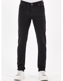 Resim Vikingsjeans Jeans Örme Hamur Kumaş Dar Kesim Erkek Taşlamalı Füme Renk Kot Pantolon Füme 