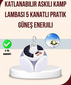 Resim Katlanabilir Güneş Enerjili Led Kamp Lambası Usb Şarjlı Çoklu Renk 