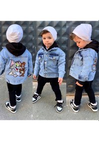Resim Berfonzo Kids Erkek Çocuk Tom Jerry Nakış Detay Kot Ceker Mavi 
