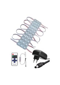 Resim 20 Adet 12 Volt 1,5 Watt Mini 3 Lensli Mavi Smd Led Modül 12a Tek Renk Rf Dimmer 2a Priz Tipi Adaptö 