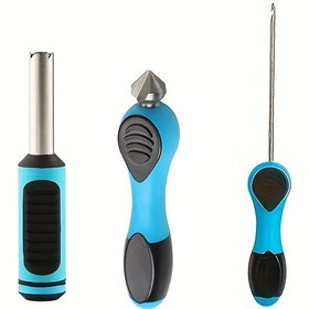 Resim Paslanmaz Çelik Balıkçılık Yem Delme Aracı - Mavi Vurgulu Ergonomik Beyaz Saplı, Karp Balıkçılığı ve Olta Aksesuarları için Hassas Yem Delme İğnesi 