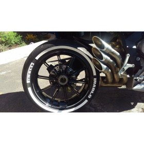 Resim Performance Stickers Diablo Kuyruk Motorsiklet Lastik Yazısı Lastik Stiker 15 Inç Ile 19inç Arası Uyumlu Beyaz 