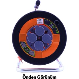 Resim Plastik Makaralı Seyyar Kapaklı 4 Prizli IP44 Uzatma Kablosu 3x2.5 mm 30 Metre Cca Kablo 