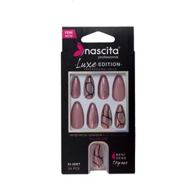 Resim Nascita Luxe Edition Badem Pembe Siyah Takma Tırnak S282 24'lü 