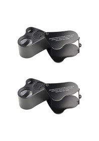 Resim Xhhdqes Led Büyüteç, 30x 60x Işıklı Kuyumcular Büyüteç, Katlanabilir Metal Takı Göz Döngü Büyüteç, Paralar Pullar Saatler 2 Adet 