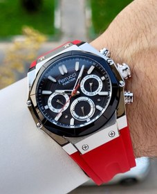 Resim Ferrucci 41 Mm Kasası Gümüş Kordonu Kırmızı Renk İç Göstergeleri Aktif Erkek Kol Saati 