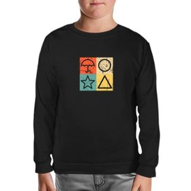 Resim Squid Game -Candy Game Siyah Çocuk Sweatshirt 