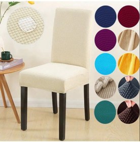 Resim Bambu Kareli Kumaş Esnek Lastikli Sandalye Kılıfı Örtüsü 