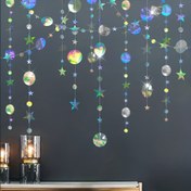 Resim 12.19 metre Işıltılı Küçük Yıldız Garland - Renkli Yıldızlar & Disko Topları ile Işıltılı Holografik Akıntı Afişi - Doğum Günleri, Mezuniyetler, Düğünler ve Daha Fazlası İçin - Güç Gerektirmez, Oda Dekoru, Uzay Partisi Süslemeleri İçin Mükemmel 