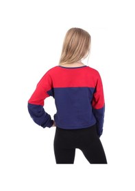 Resim Toontoy Kız Çocuk Relax Fit Yuvarlak Yaka Düşük Omuz Renk Bloklu Baskılı Crop Sweatshirt - Beli Ayarlanabilir &2 İplik Kırmızı 