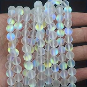 Resim Bohem Tarzı 6mm/8mm/10mm Mat Şeffaf Aytaşı Boncukları, DIY Takı Kolye Bileklik Yapımı Malzemeleri için Yuvarlak Cam Gevşek Aralayıcı Boncuklar, Sanat El Sanatları ve Dikiş Aksesuarları 