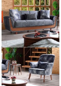 Resim Saray Çekyatlı Koltuk Takımı 3 1 Gri 