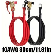 Resim Topshop1 10awg 30cm Bağlantı Kablolu Araç Akü Terminali Otomobil Kamyon Motosiklet İçin Pirinç Malzeme 