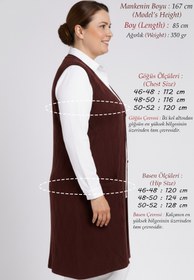 Resim Laden Büyük Beden Özel Triko Baharlık Yazlık İnce Uzun Tunik Düğmeli Bordo Kadın Anne Yelek 