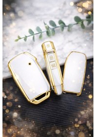 Resim Kia Sportage Smart Anahtar Kılıfı Beyaz-gold Aksesuar 