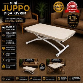 Resim Sehpam Akıllı Mini Juppo Üst Tabla Mdf Traverten Oval Köşe Alt Ayak Metal Dışa Kıvrım 