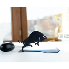 Resim Gowpenart Masa Üstü Metal Ergonomik Telefon/tablet Tutucu Stand 1,5 Mm Kalınlık Siyah Hayvan Figürlü (BOĞA F) 