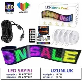 Resim Serreha Matrix LED Panel Cama Yapışan App Kontrollü Oto LED Tır Kamyon LED ÖLÇÜ 176CM - 19CM 