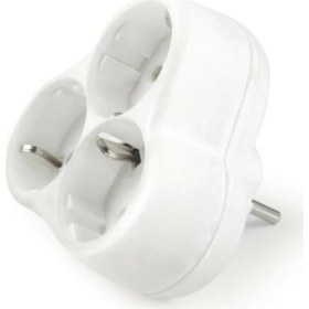 Resim Pratik Mağazam 3lü Yonca Golyat Topraklı Priz Çoğaltıcı Beyaz Renk 