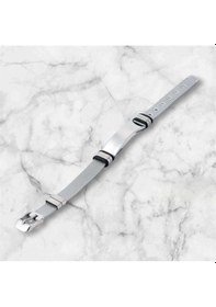 Resim Tamamı Çelik Silver Kemer Kordonlu Şık Çelik Bileklik 23 Cm 