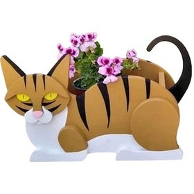 Resim Mufunye Bağımsız İstasyon Çapraz Sınır E-ticaret Bahçe Süsü Pvc Kedi Çiçek Saksısı - Siyah Beyaz Mavi, 34x24 Cm 