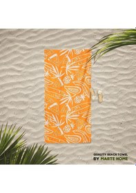 Resim Marte Home Datça - Turuncu Tropikal Desen Baskılı Plaj Havlusu Turuncu 