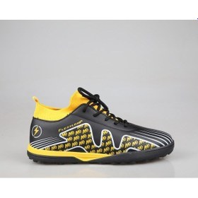Resim Cool Pele Çoraplı Siyah Sarı Çocuk Halı Saha Ayakkabısı 