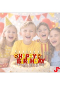 Resim Sarı Kırmızı Happy Birthday 15 Parça Doğum Günü Mum Seti 0 - 99 
