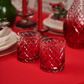 Resim Alegre Glass Karmen Meşrubat Bardağı - Kırmızı - 8x9,5 cm 