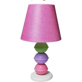 Resim Pembe Ahşap Kız Çocuk Odası Abajuru,pembe Ahşap Yatak Odası Abajuru Lila Yeşil Ahşap Top Abajur 