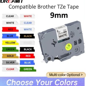 Resim 1 adet 9mm TZ-Beyaz Etiket Bantı 221 211 Lamine Bant 621 421 521tz821tze 921 Etiketleme Bandı Brother PT-H110 Etiket Yapı için Uyumlu 