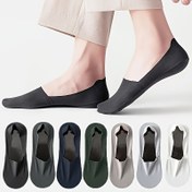 Resim Erkek Yaz Göstermeyen Çoraplar, Kaymaz Polyester Örgü Kumaş, Görünmez Tekne Çorapları, İnce Nefes Alabilen Tasarım, Makinede Yıkanabilir, Düz Renk, %95 Polyester %5 Spandeks, 215g/m² - Siyah 