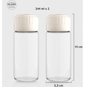 Resim Renga Hibrit 244 Ml Bej Kapaklı 2'li Cam Baharatlık Seti 161005 Bej 